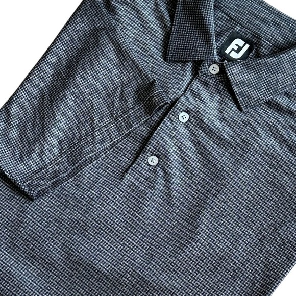 FootJoy Other - Footjoy Polo Men's Extra Large Gray & Black Golf‎ Houndstooth Short Sleeve Shirt